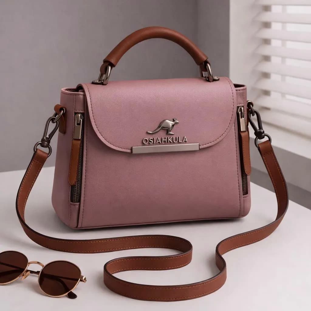 Pink Leather Crossbody Bag for Girls 8x11 Inches