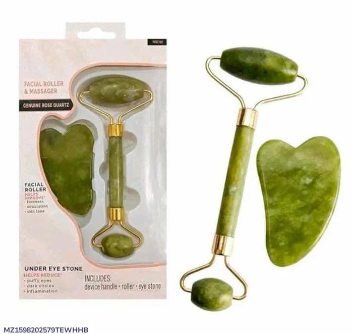 Green Facial Derma Roller with Under Eye Stone