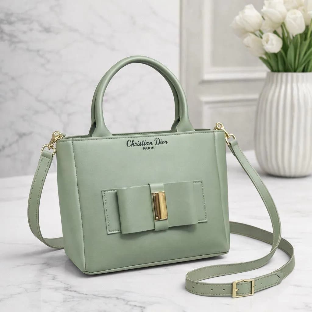 Green Christian Dior Shoulder Bag with Gold Clasp