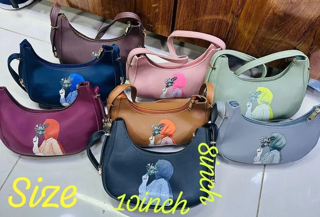 Blue Women's Leather Shoulder Bag with Anime Print