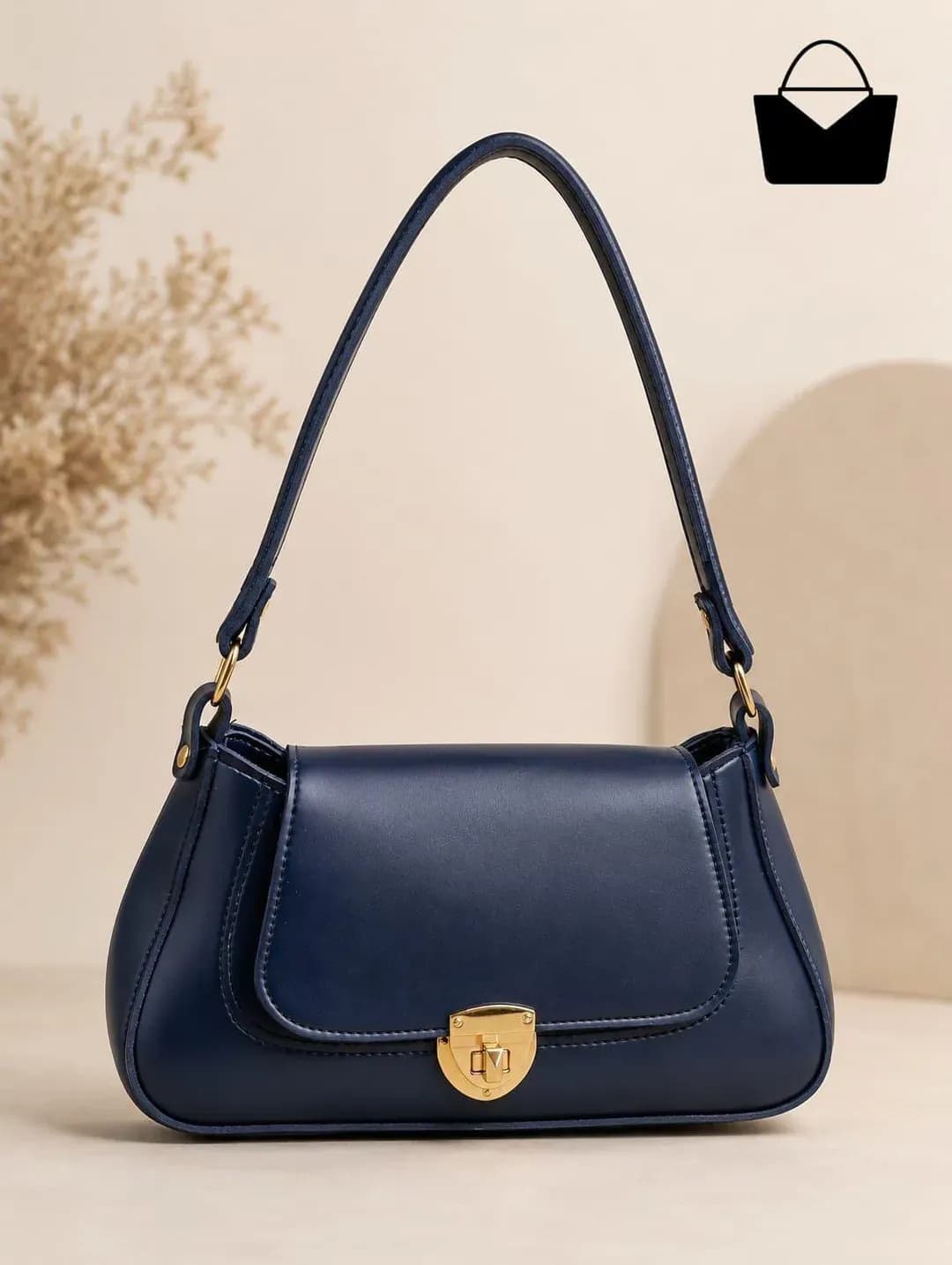 Blue Leather Shoulder Bag for Women