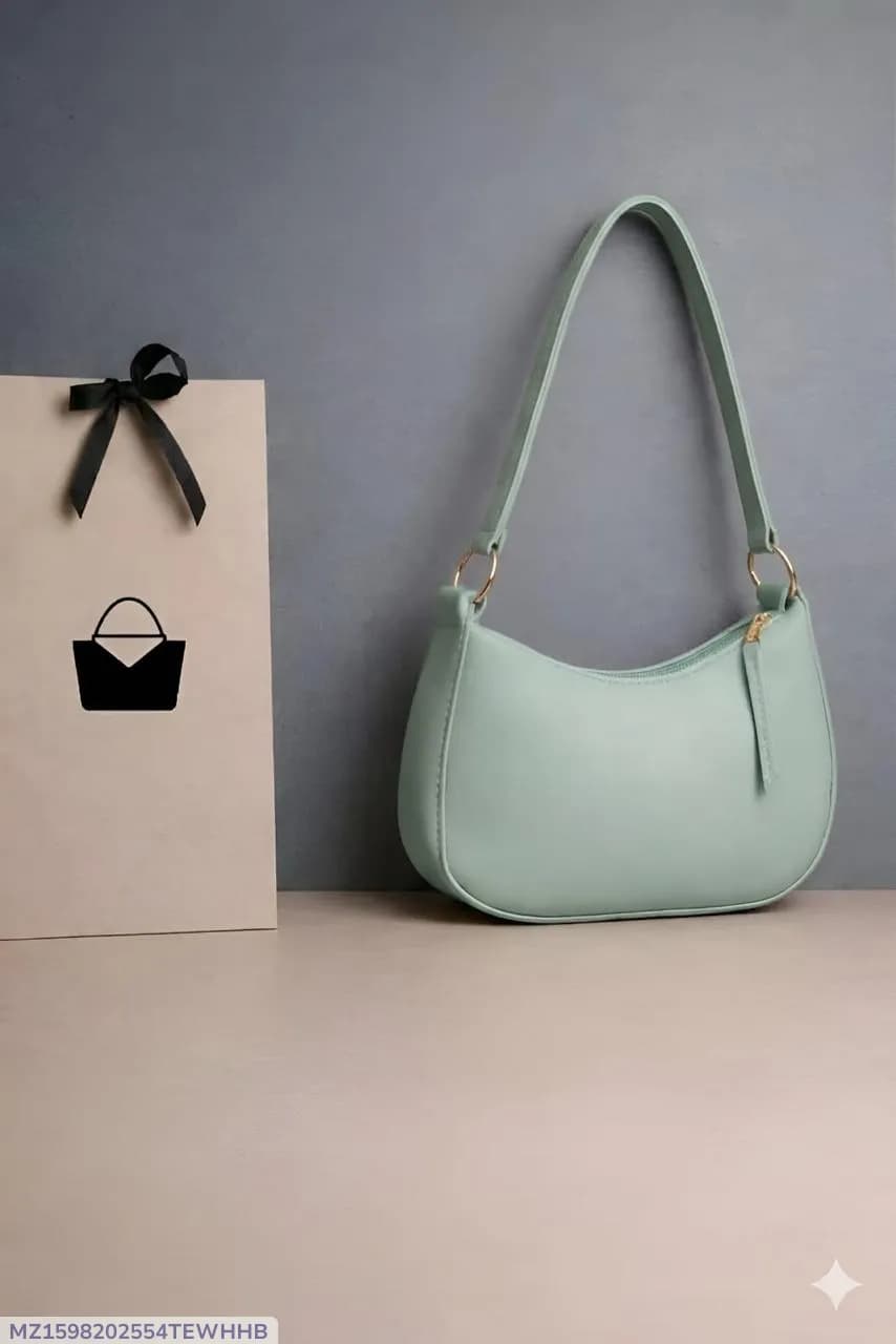 Women's Light Blue Leather Shoulder Bag 3cm