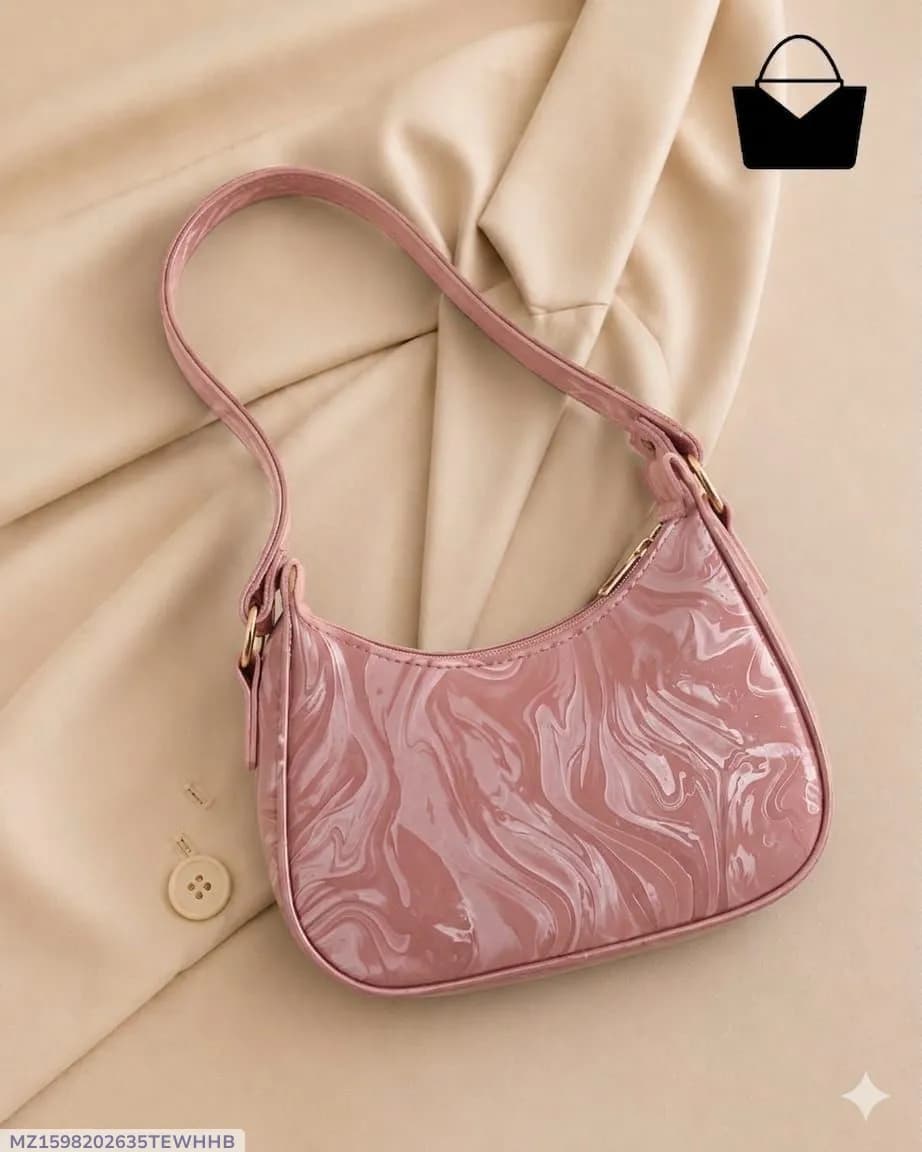 Peach Printed Leather Shoulder Bag for Women