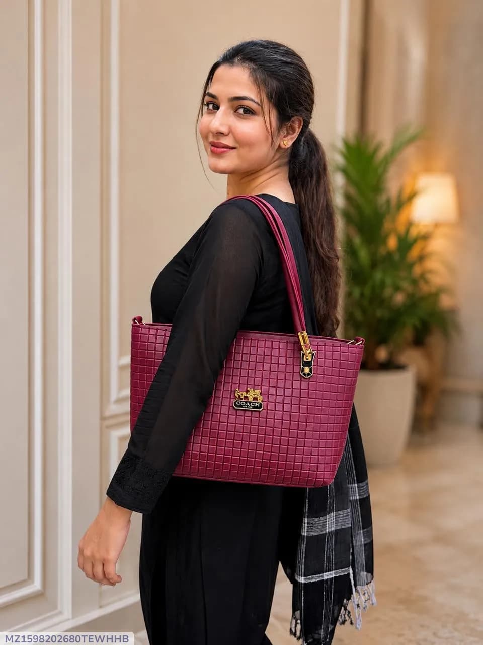 Women's Leather Plain Shoulder Bag