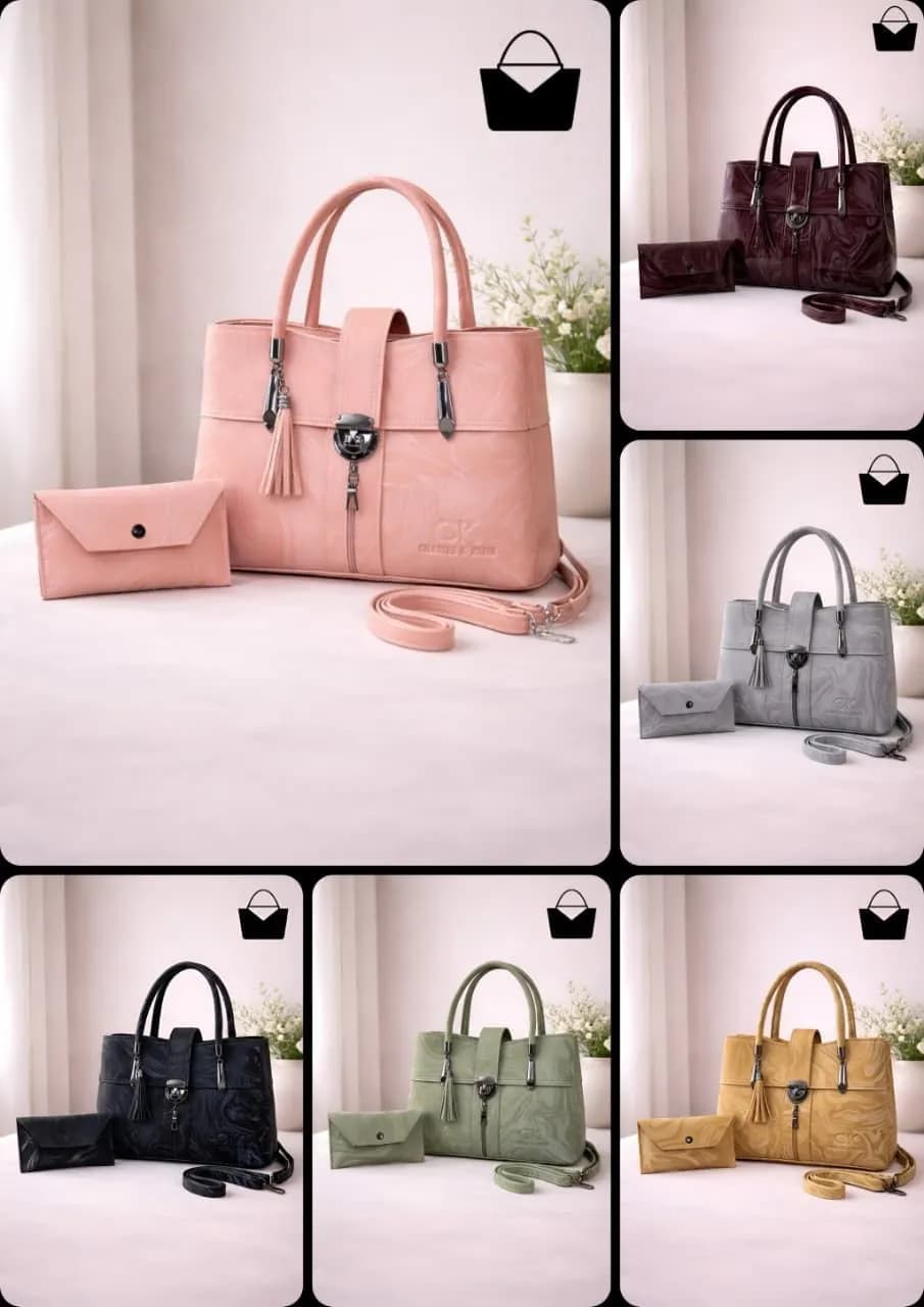 Green Leather 2-Piece Women's Handbag Set