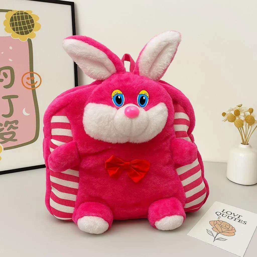 Orange Plush Backpack for Kids with Red Bow