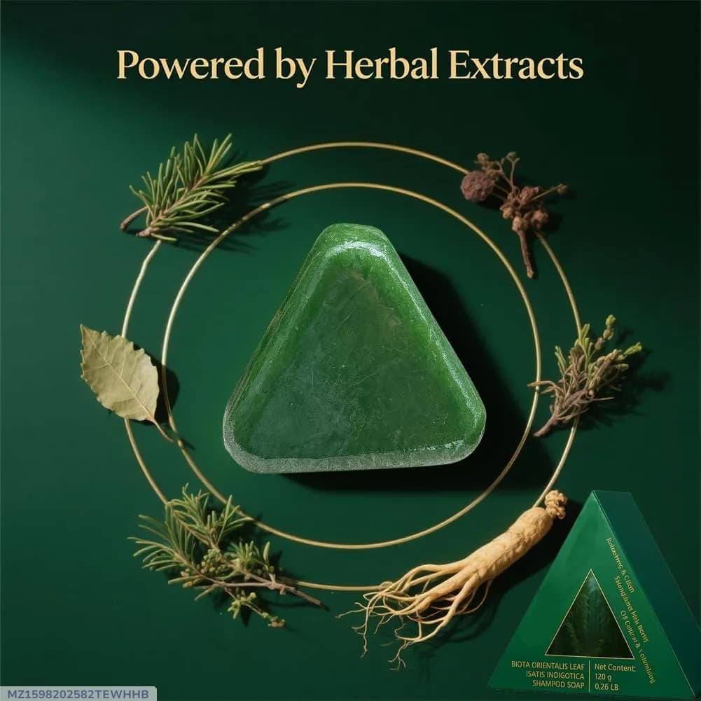 Green Herbal Shampoo Bar for Damaged Hair Anti-Fall