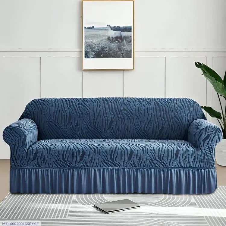 Blue Striped Sofa Cover for 3 Seater