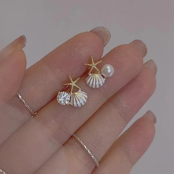 Silver Star Stud Earrings 2 Pcs Metal