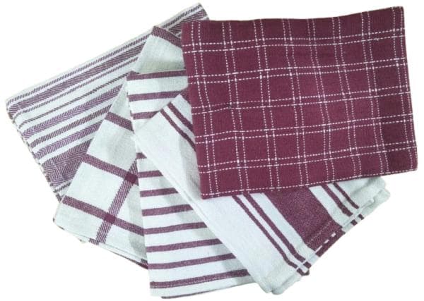 5-Piece Cotton Kitchen Towels Set Red Grey Green Blue Beige 18x28"