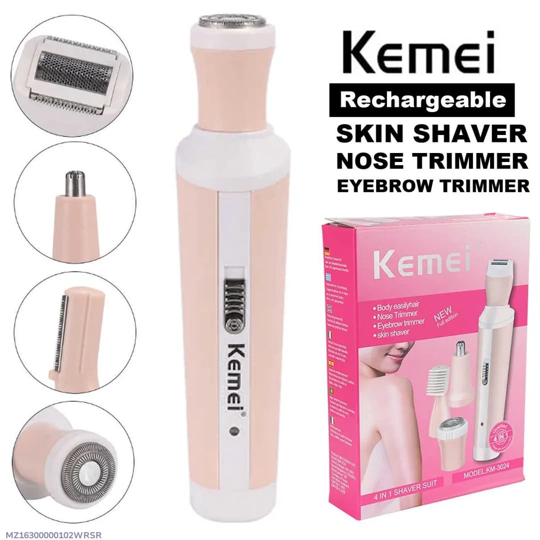 Kemei-3024 4 in 1 Rechargeable Hair Trimmer, Female Grooming kit, Facial Shaver,Eyebrow Trimmer,Bikini Trimmer