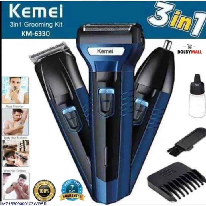 Kemei 3 in 1 Rechargeable Beard Trimmer Kit KM-6330