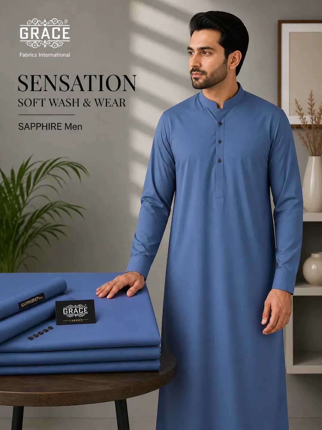 Blue Wash & Wear Men's Suit All Season