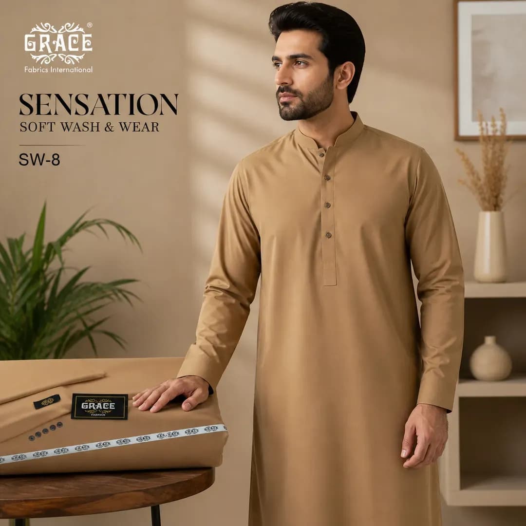 Men Wash & Wear Plain Suit Brown All Season
