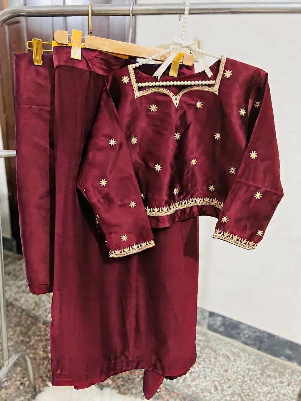 Neck Sleeve Embroidered Blouse Chiffon Saree Set