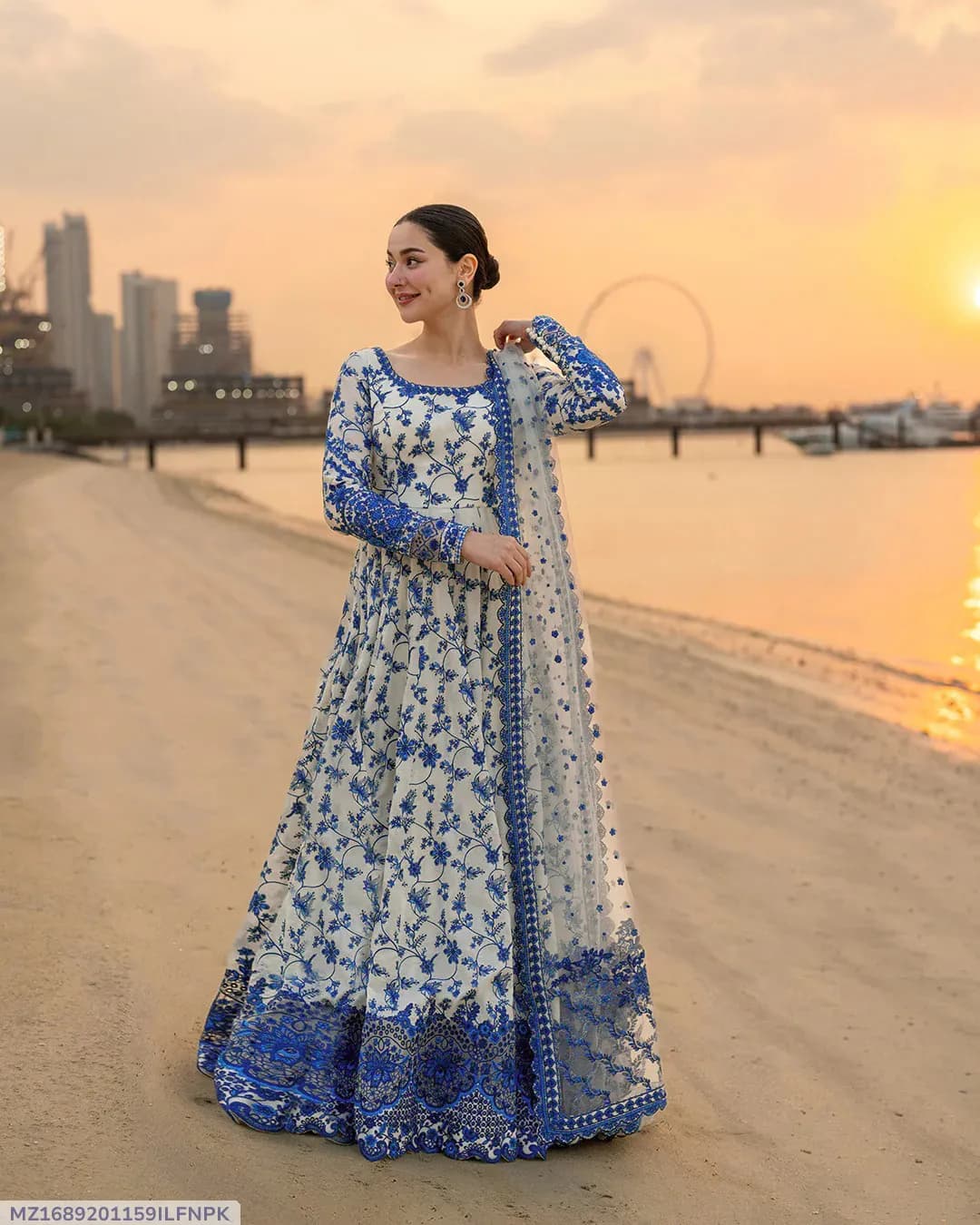 3 Pcs Women's Stitched Arabic Lawn Printed Maxi Suit