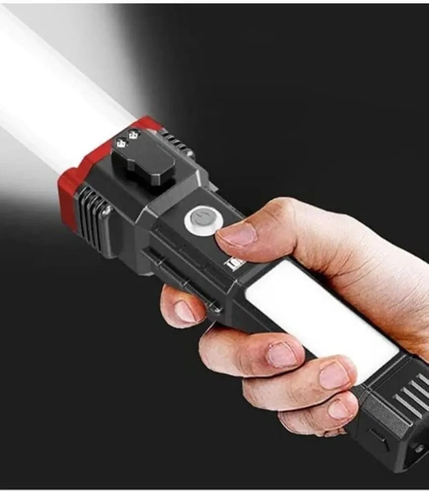 Rechargeable LED Search Light Black Red ABS