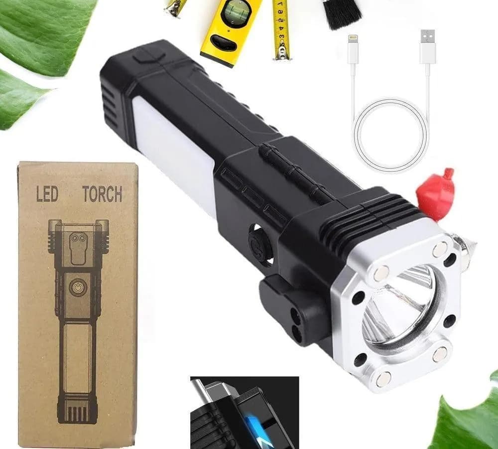 Rechargeable LED Search Light Black Red ABS