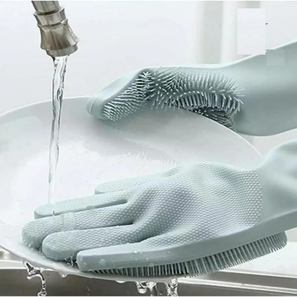 Kitchen Gloves Silicone Cleaning Non-Slip Green Gray Pink