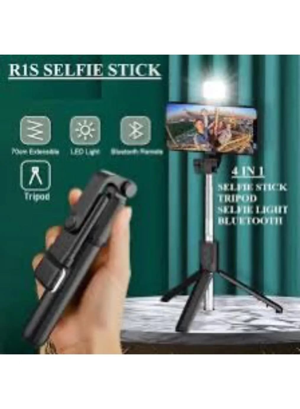 4-in-1 RIS Selfie Stick Tripod Stand Black ABS