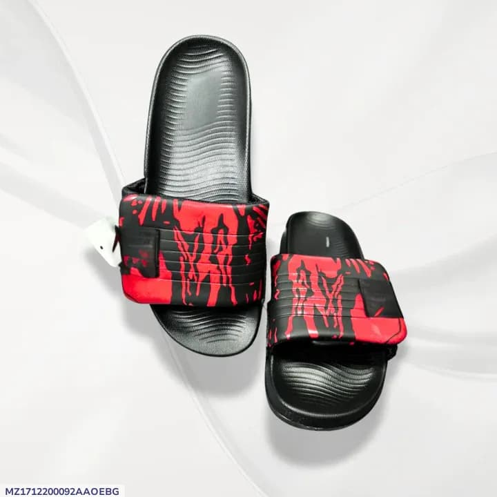 Black Red Graphic Slide Slippers for Hot Weather