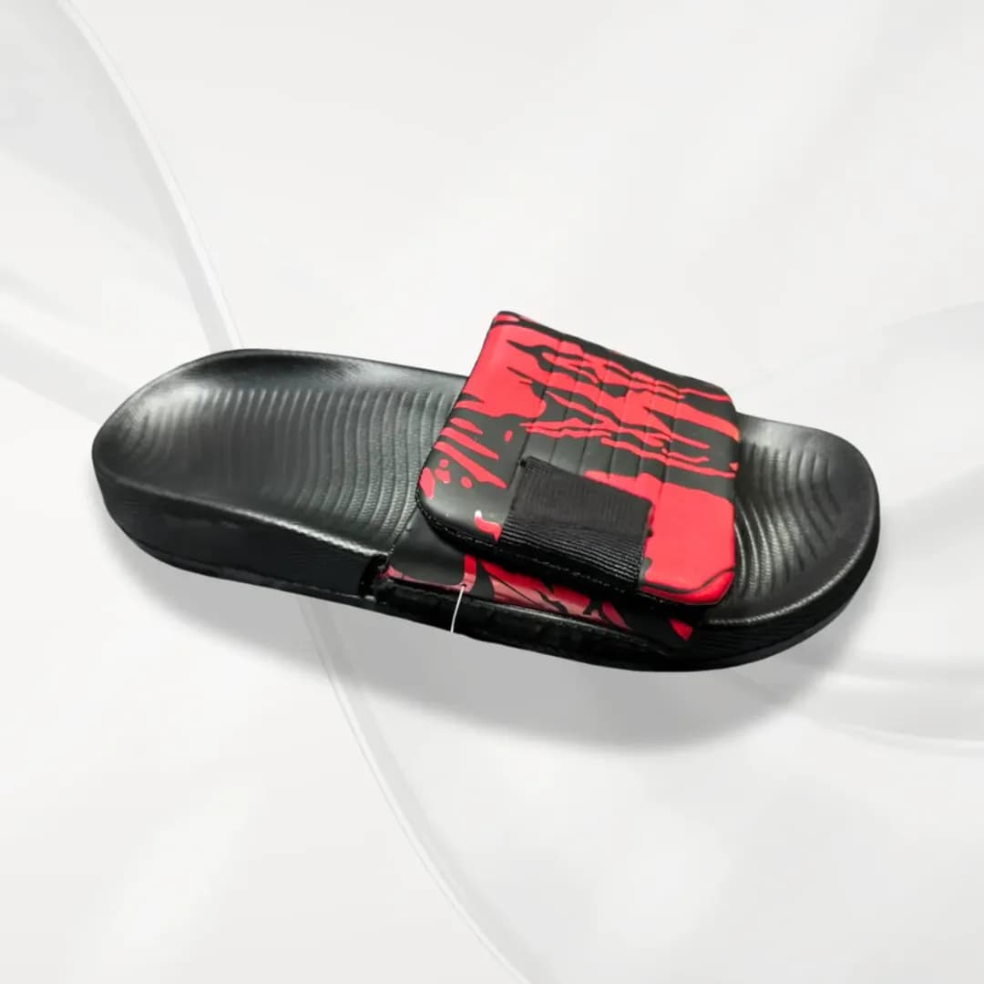 Black Red Graphic Slide Slippers for Hot Weather