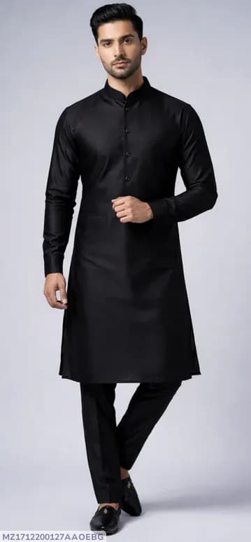 Men's Unstitched Boski Plain Suit Black All Season