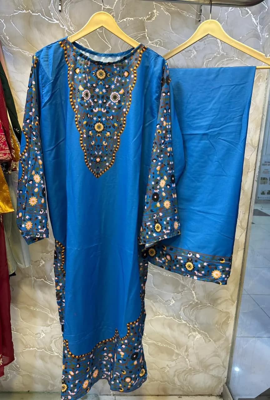 Blue Printed Doria Lawn 2PC Women Suit Set
