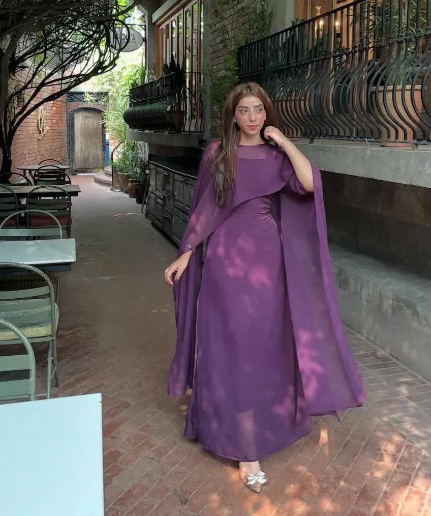 Purple Embroidered Anarkali Suit for Women
