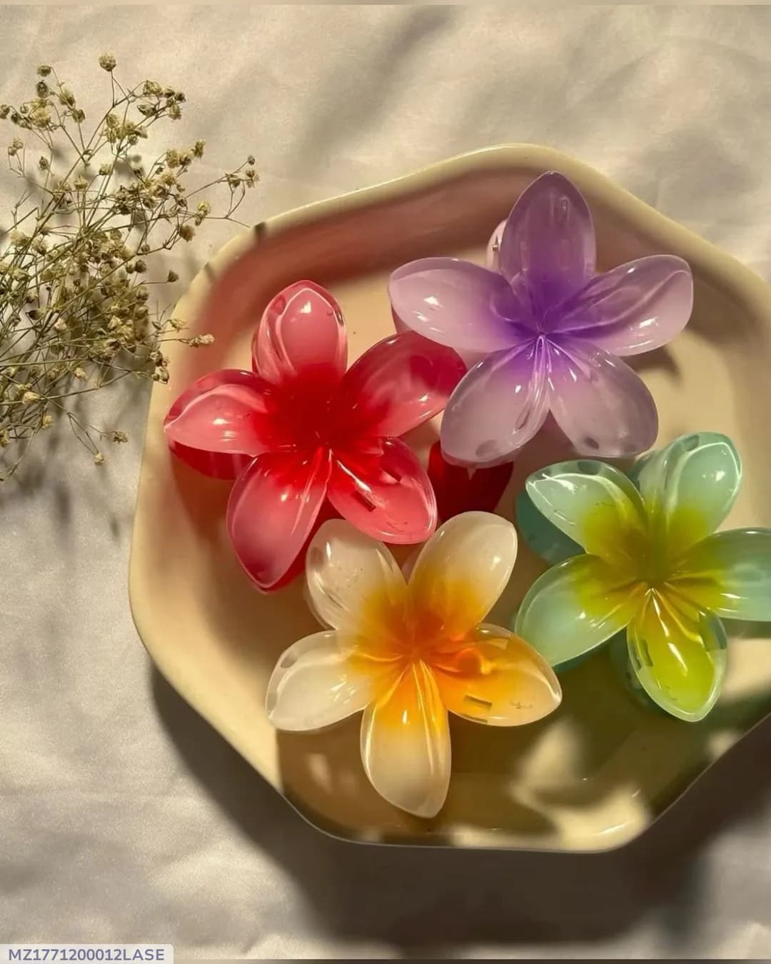Multicolor Flower Hair Catcher Clip Pack of 3