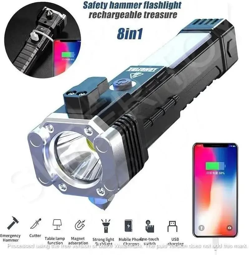 Rechargeable LED Flashlight with Type-C Charging Port Black