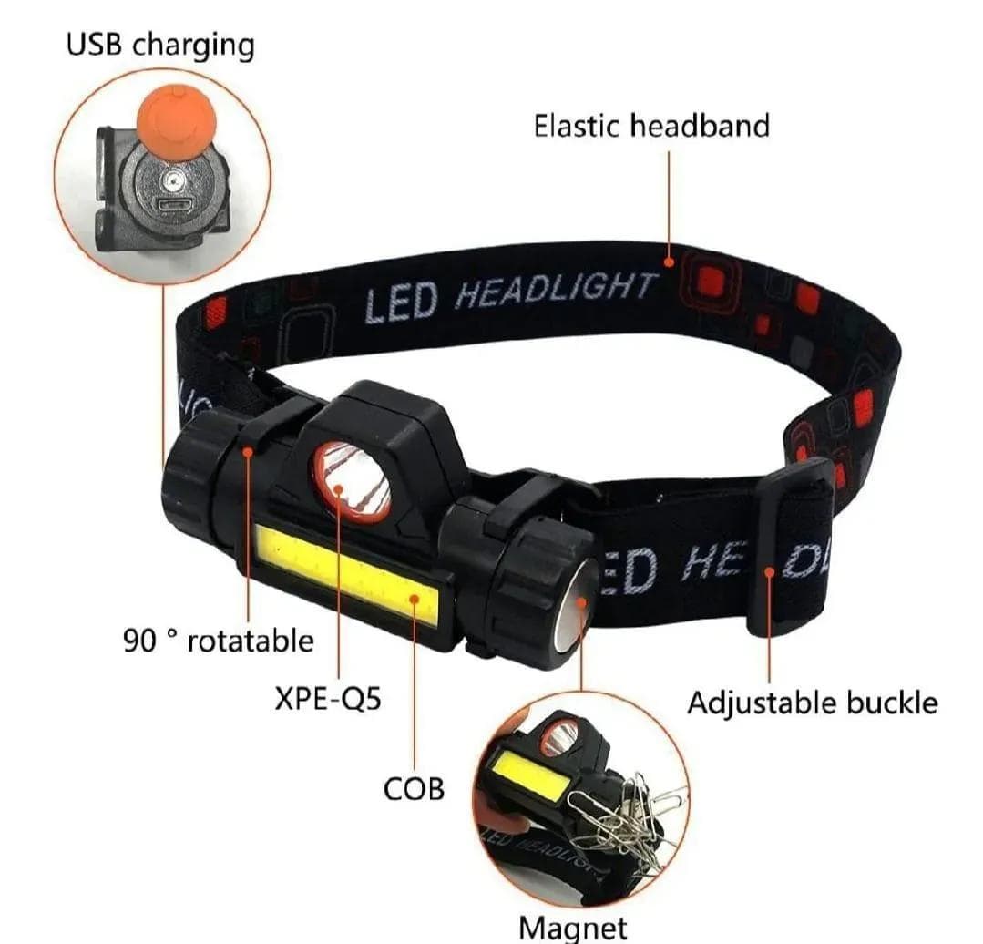 High Power LED Headlamp Black Orange 100g Lightweight