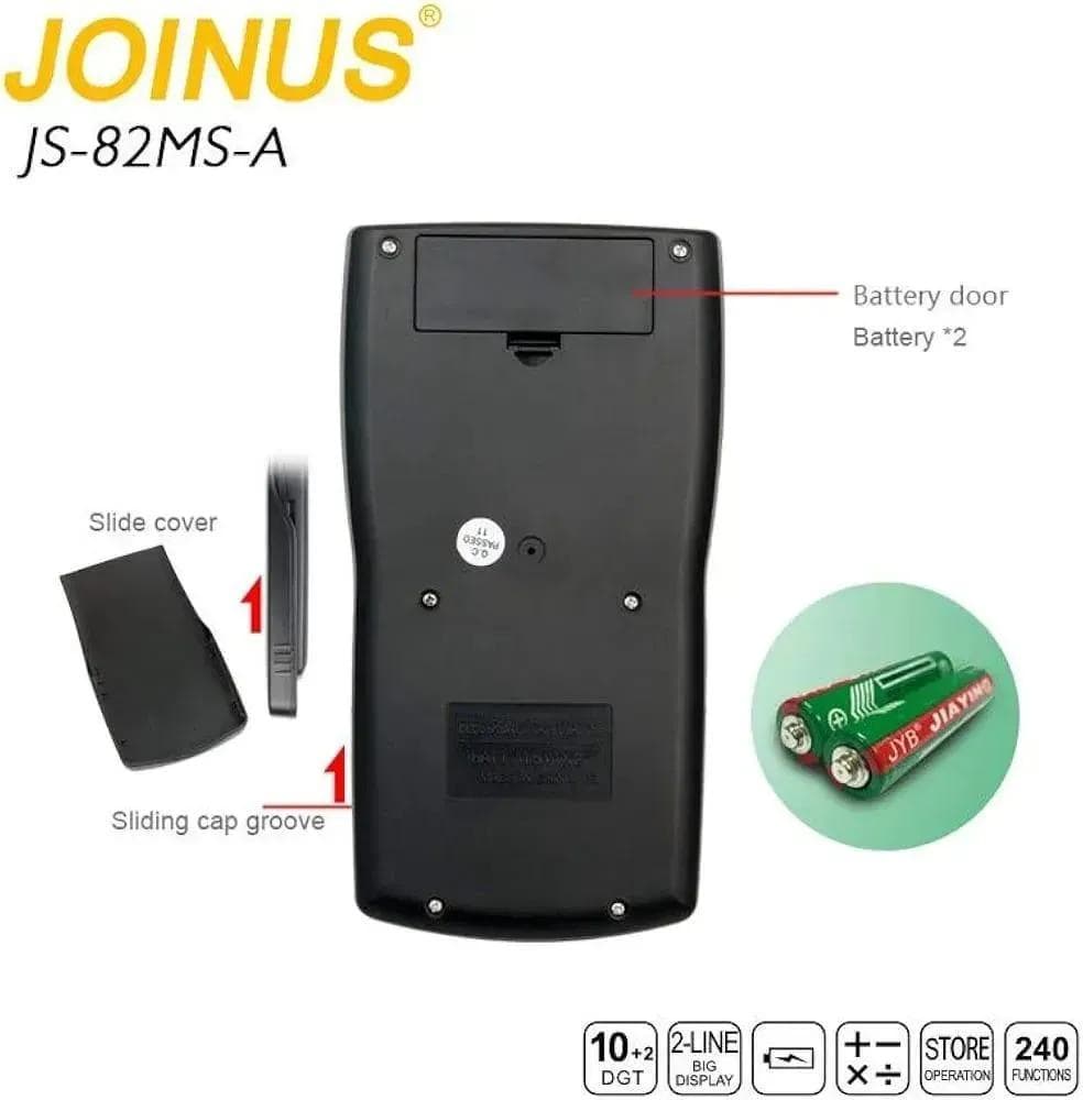 JOINUS 10+2 Digit Scientific Calculator Black ABS Plastic