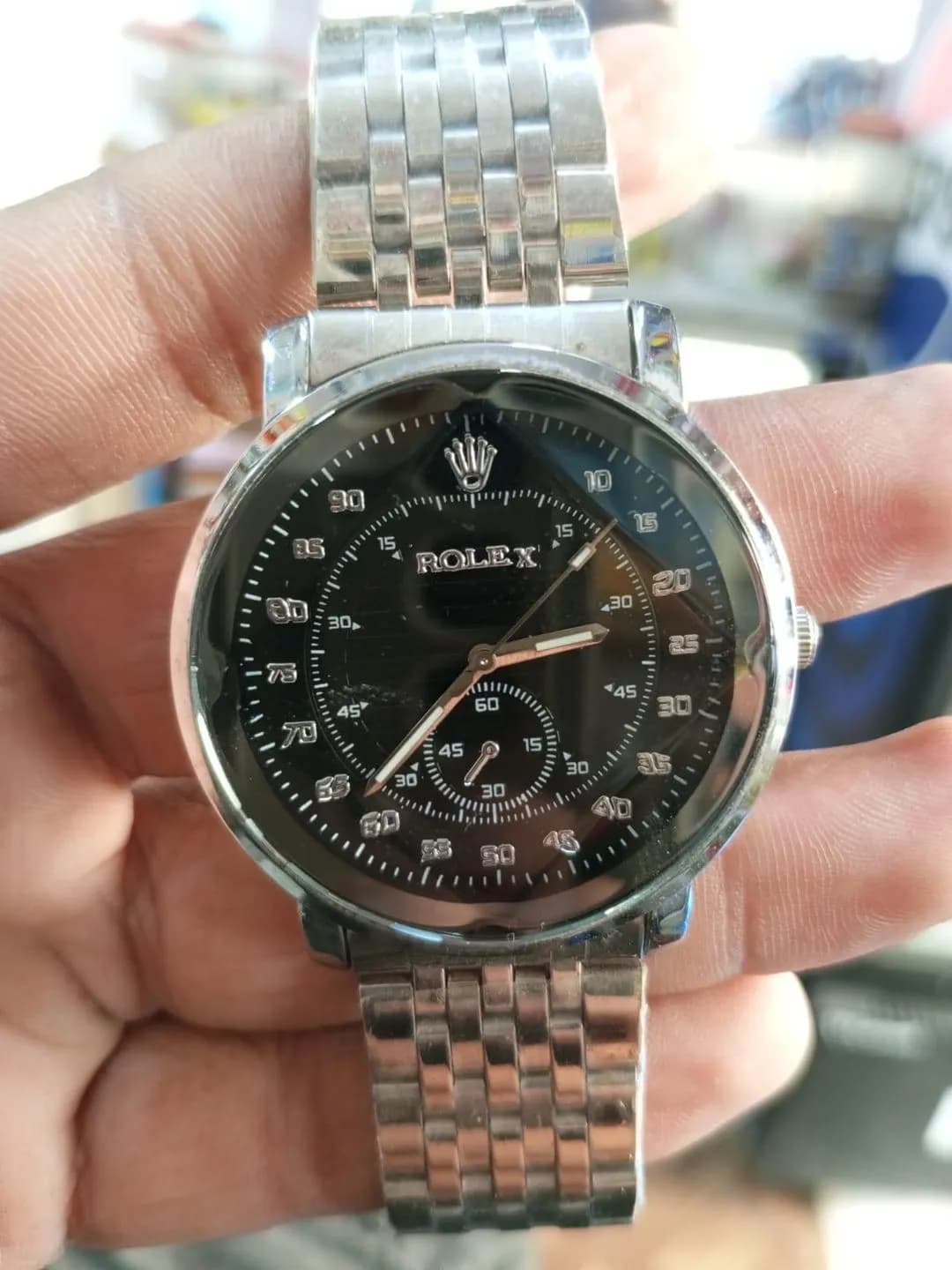Rolex Style Stainless Steel Watch Replica Black Dial