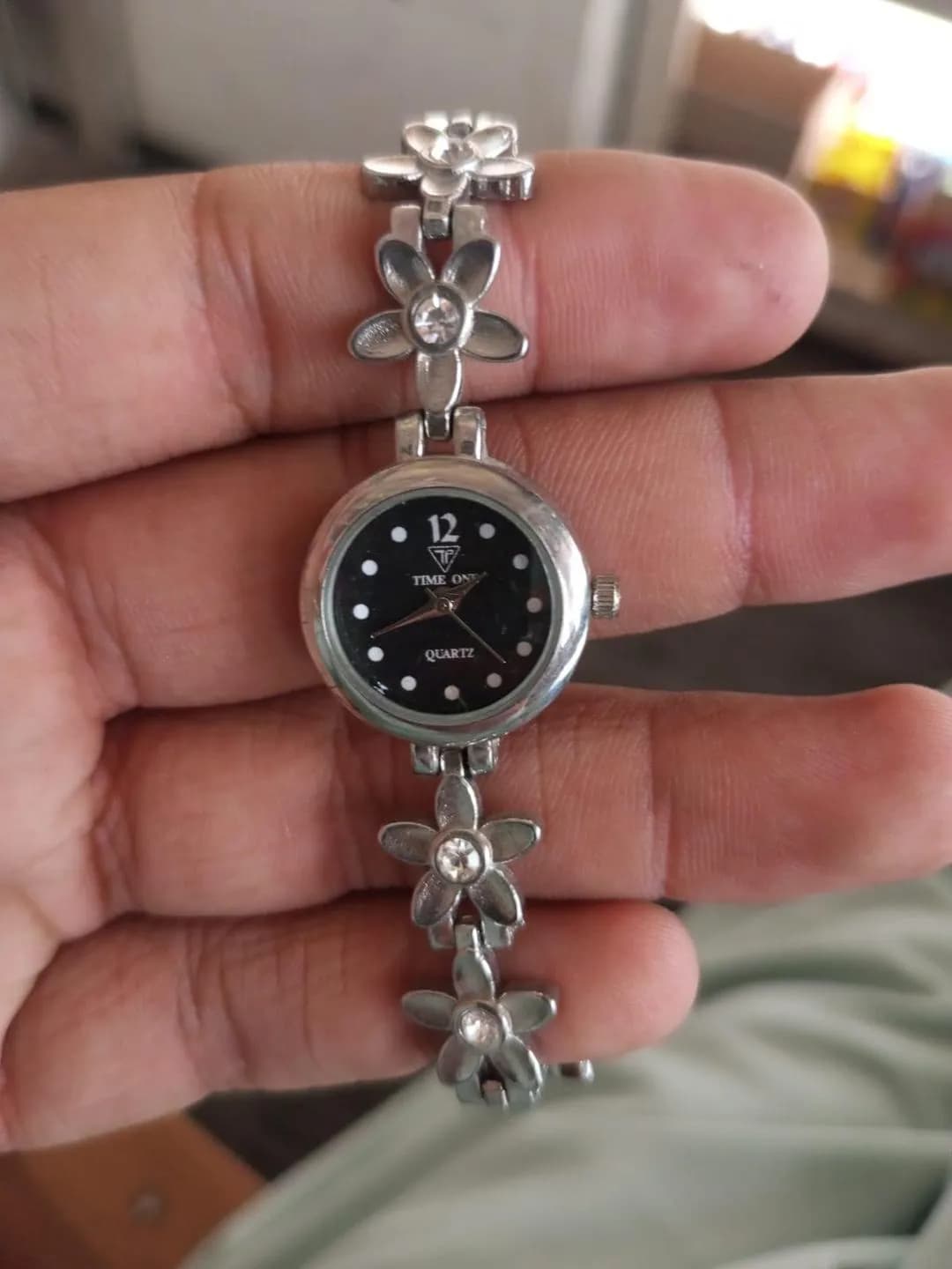 Women's Silver Floral Charm Watch with Bracelet