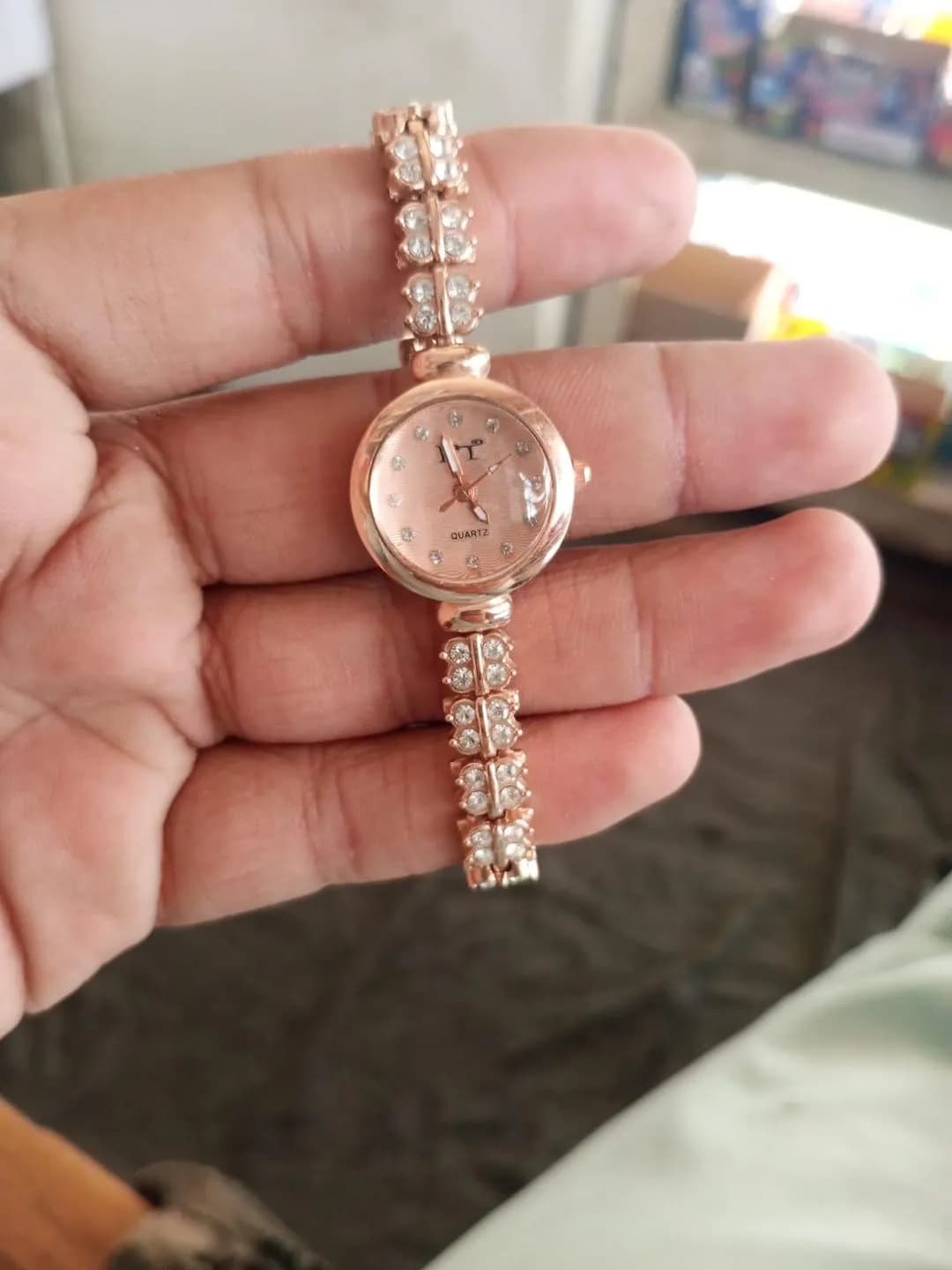Women's Rose Gold Toned Bracelet Watch with Crystal Band
