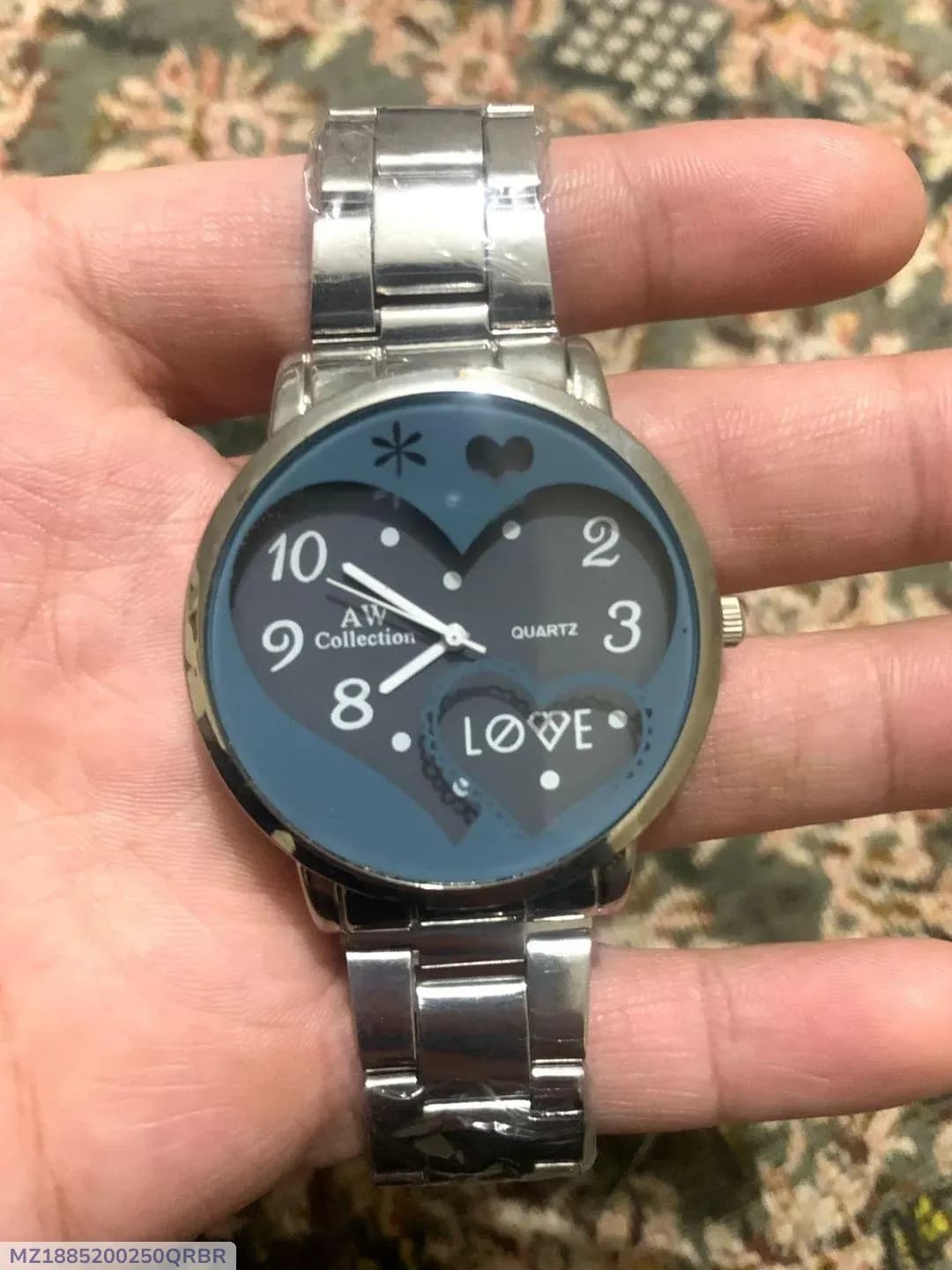 Women's Blue Heart Dial Chain Strap Watch 6cm Stainless Steel