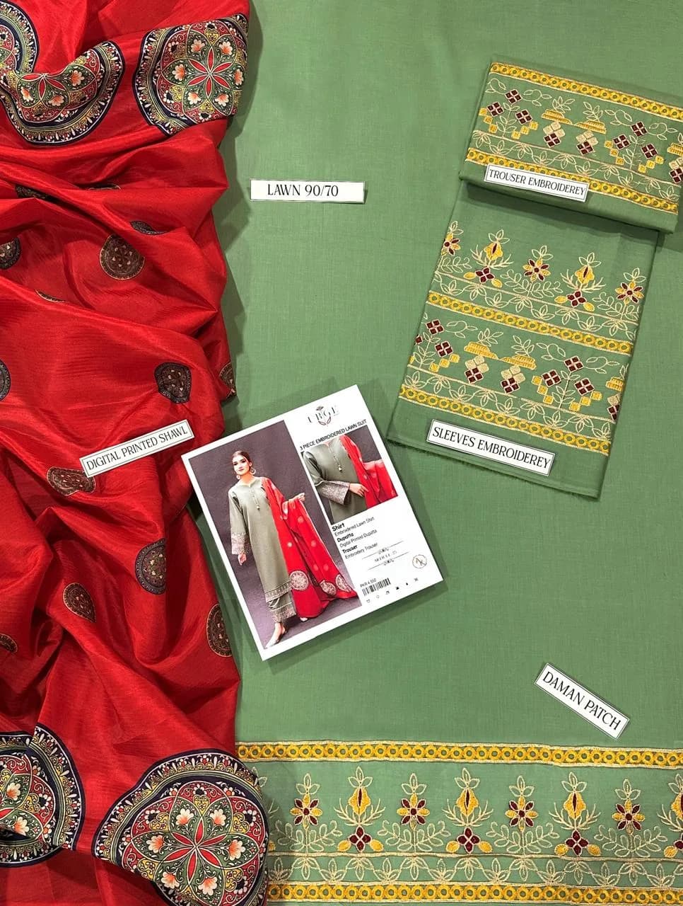 MIX TRENDING DESIGNS 3 Pcs Unstitched Embroidered Suit