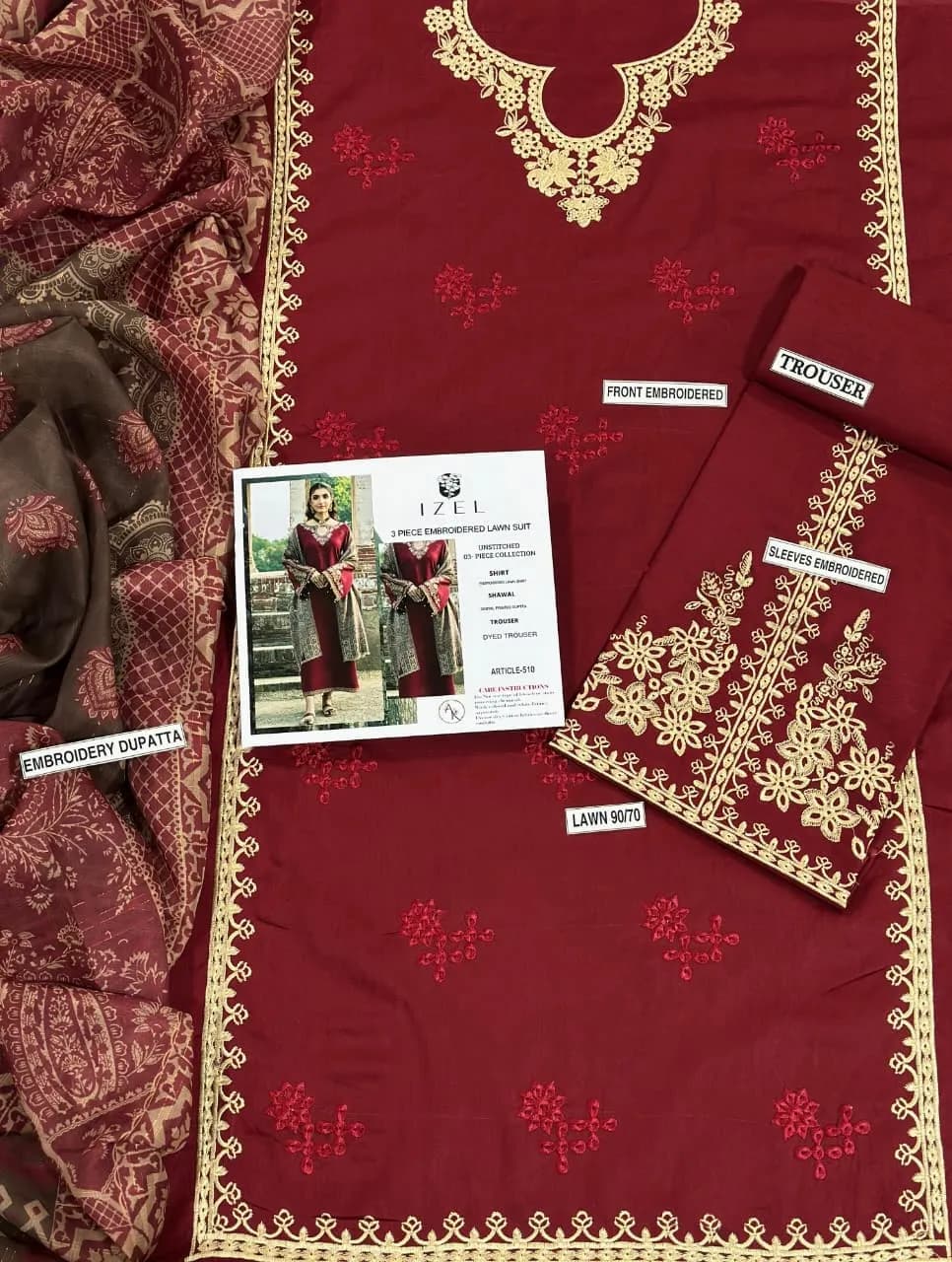 MIX TRENDING DESIGNS 3 Pcs Unstitched Embroidered Suit