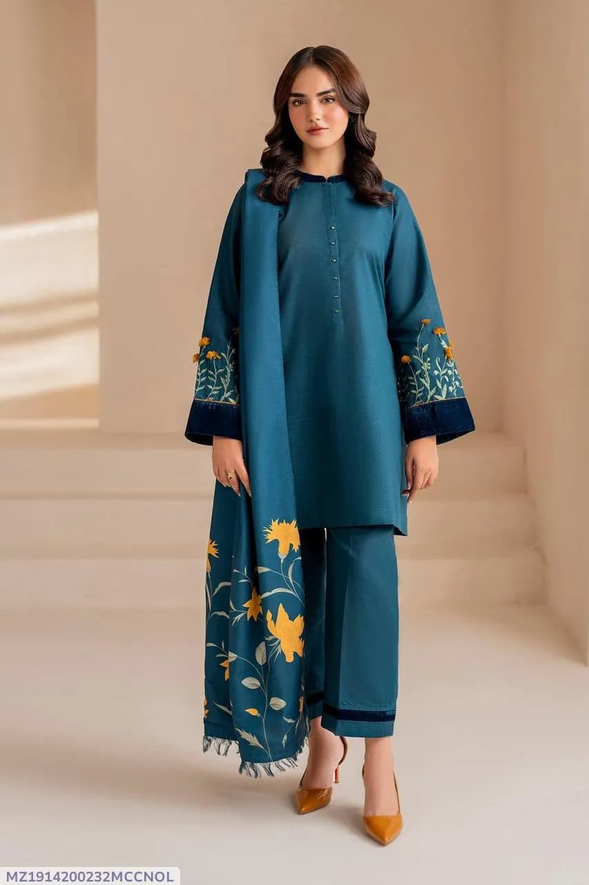 MIX TRENDING DESIGNS 3 Pcs Unstitched Embroidered Suit