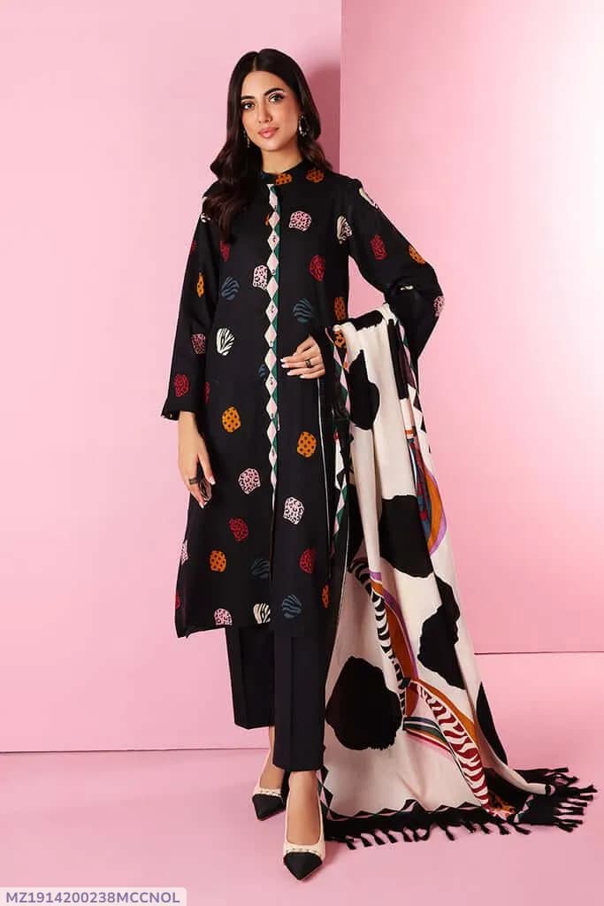 MIX TRENDING DESIGNS 3 Pcs Unstitched Embroidered Suit