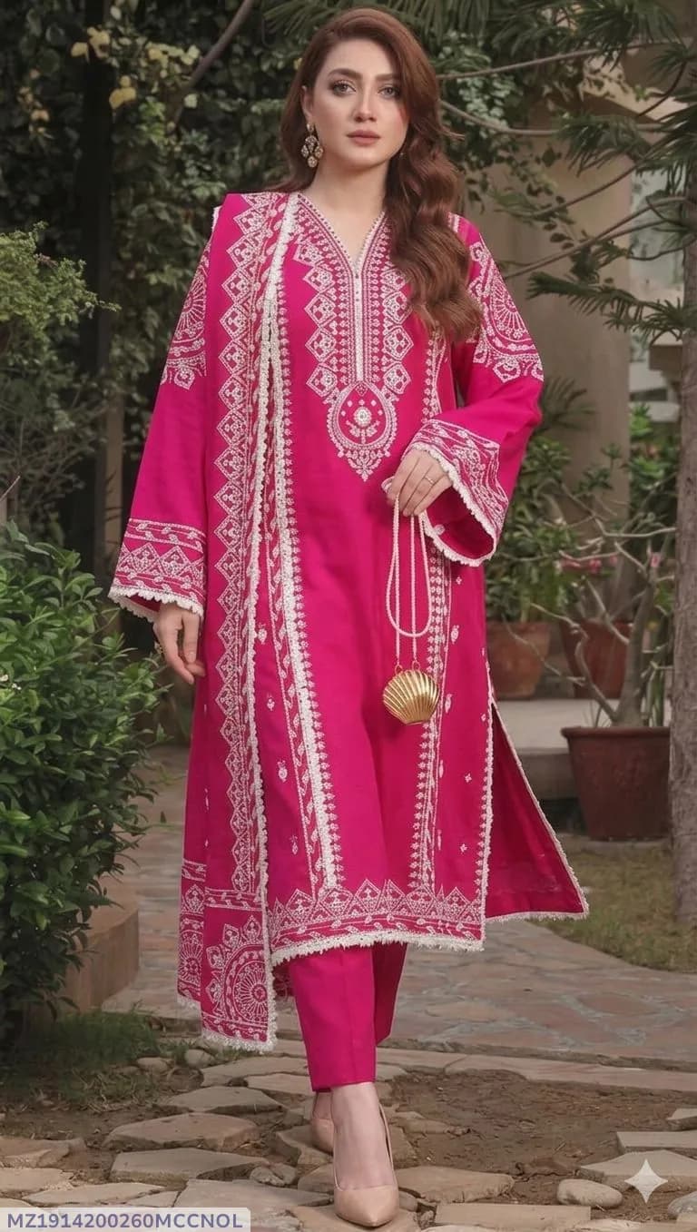MIX TRENDING DESIGNS 3 Pcs Unstitched Embroidered Suit
