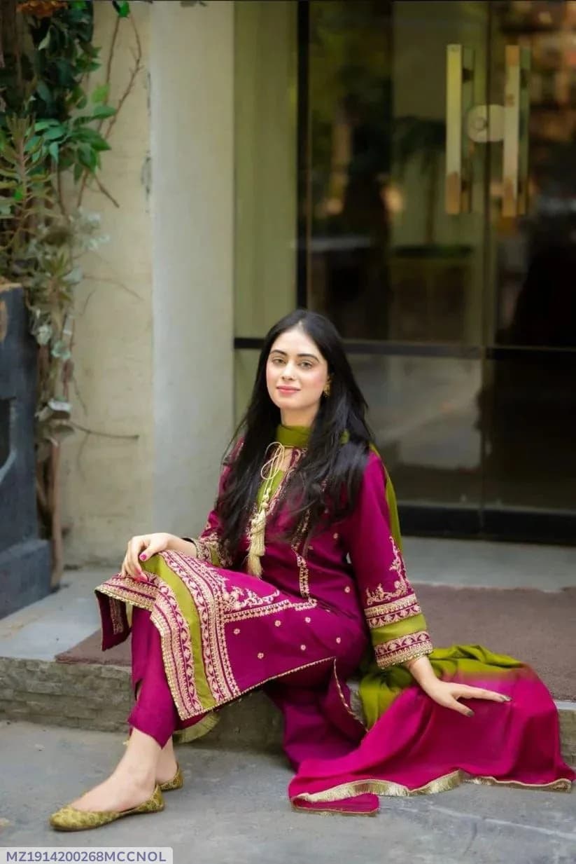 MIX TRENDING DESIGNS 3 Pcs Unstitched Embroidered Suit