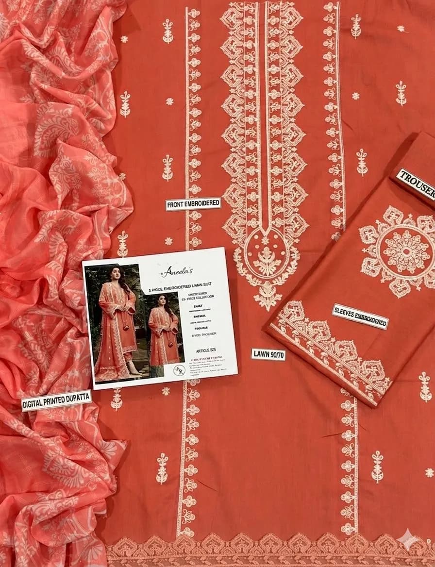 MIX TRENDING DESIGNS 3 Pcs Unstitched Embroidered Suit