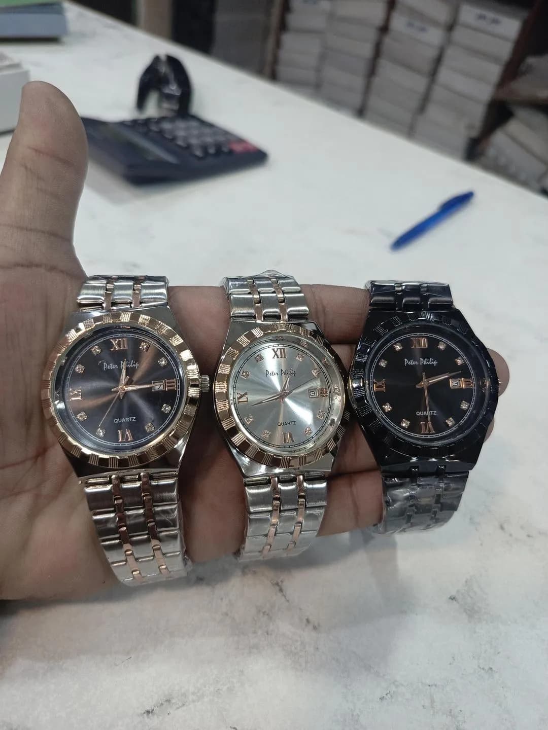 Men's Steel Chain Watch Multicolor 24mm Round