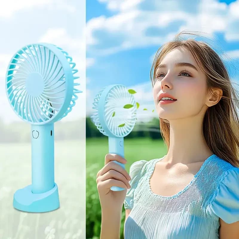 Portable Foldable Neck Fan Blue 500mAh Rechargeable