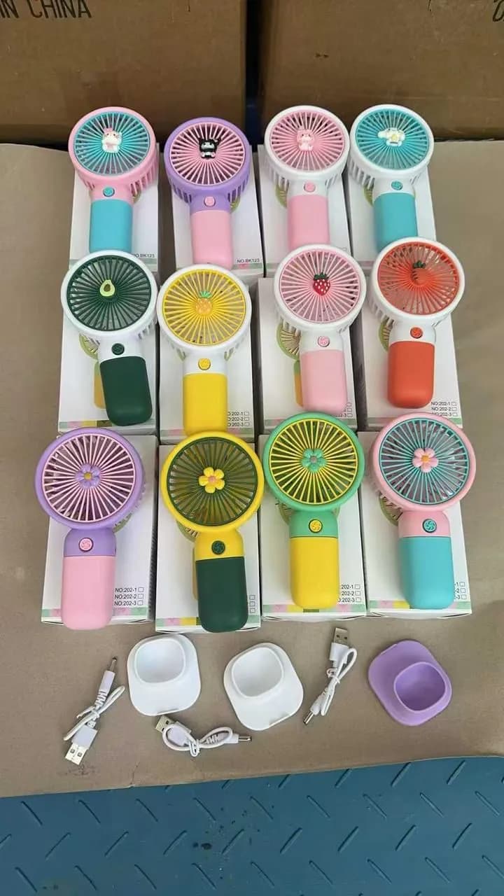 Kamal 3 Speed Rechargeable Hand Fan – Mini Handy Fan For Kids With Stand (Random Color)