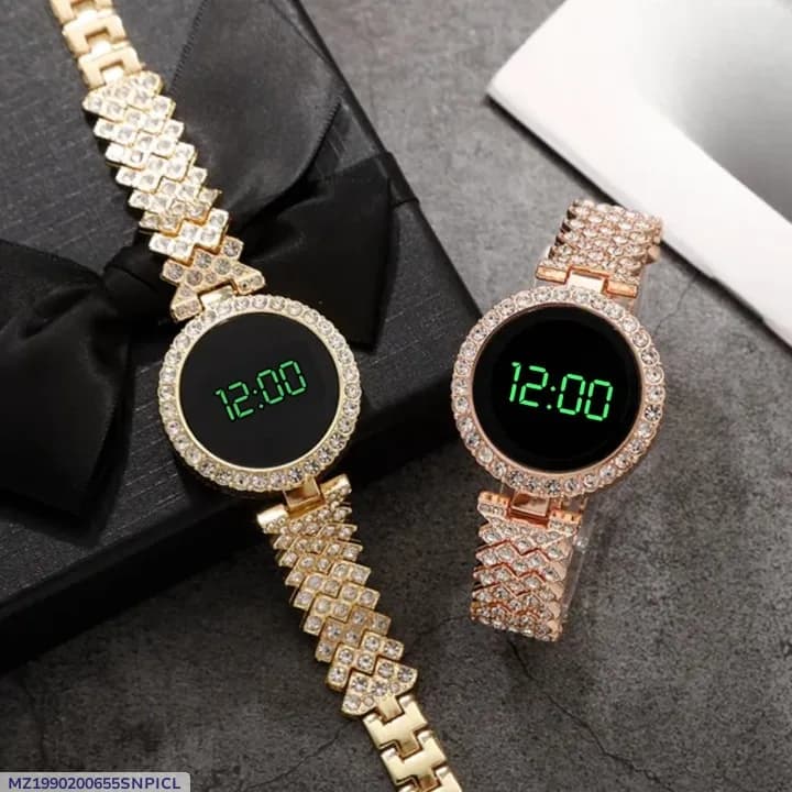 Women's Gold Digital Analog Watch 12:00