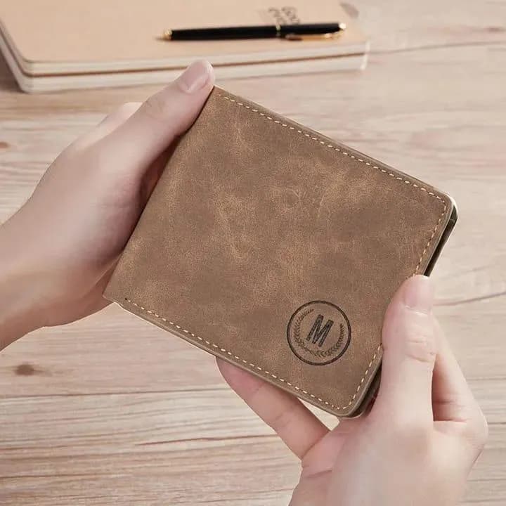 Leather Tri-Fold Wallet with Card Slots & Embroidery