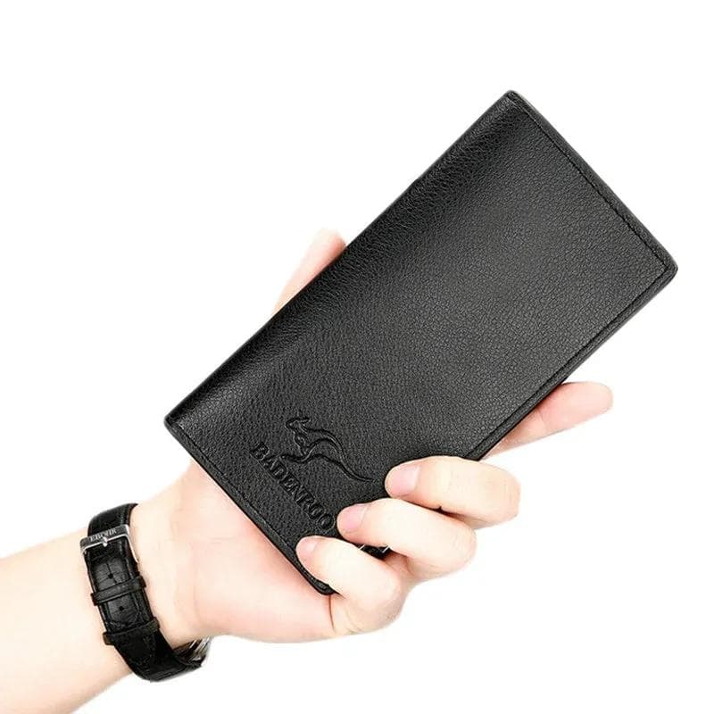 Men's Leather Tri-Fold Wallet Dark Gray Slim